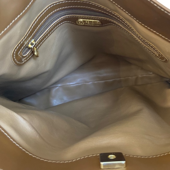 Vintage Fendi Caramel Tote Bag w/ COA Gold Hardware Pequin Stripes Authentic Y2K - Picture 14 of 16